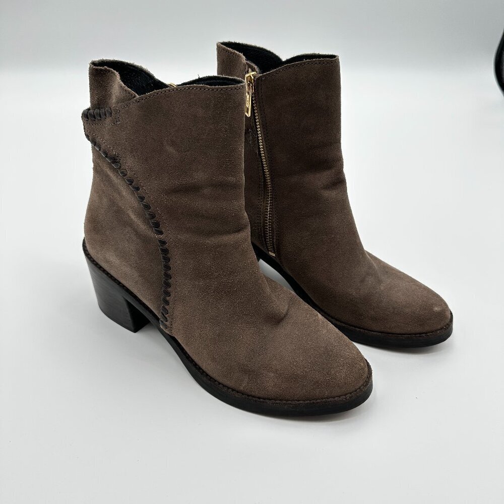 Ugg Fraise Whipstitch Bow Boots Women's size 9 Block Heel Suede